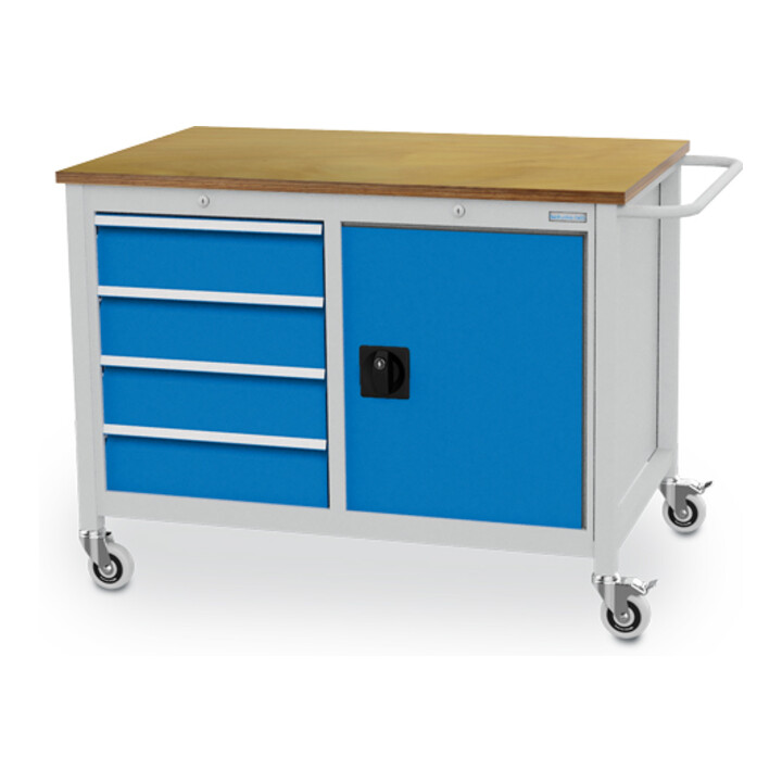 Bedrunka+Hirth Mobile Werkbank Tiefe 750mm R 18-24 4 Schubladen 1 Flügeltür