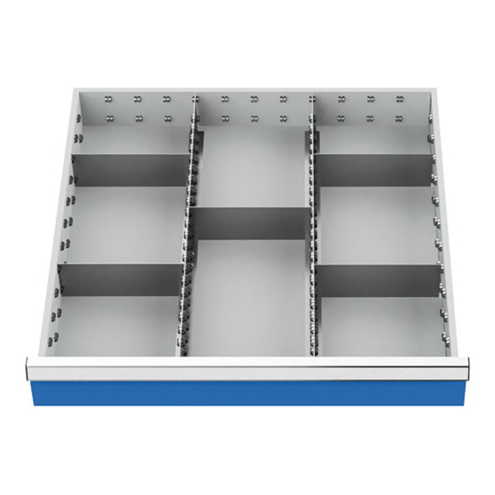 Bedrunka+Hirth Schubladeneinsatz Serie 700 Mittelfachschienen mit Trennwänden für 150 mm 2,3 kg