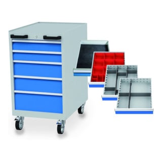 Bedrunka+Hirth Servante d’atelier armoire à tiroirs avec 5 tiroirs, assortiment de compartiments inclus
