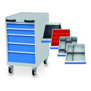 Bedrunka+Hirth Werkstattwagen Schubladenschrank mit 5 Schubladen inkl. Einteilungssortiment