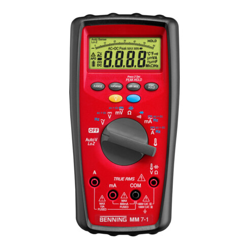 Benning Multimetro 0,01 mV-1000 V DC 0,01 mV-1000 V AC con batteria, circuiti di misura, custodia M