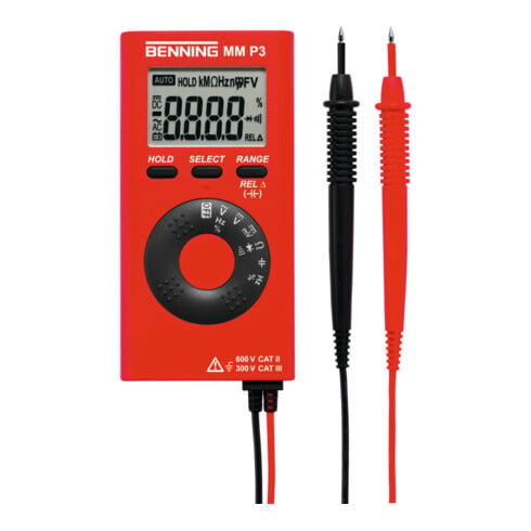 Benning Multimetro 0,1 mV-600 V CC 0,1 mV-600 V CA con batterie/circuiti di misura/custodiamm P3