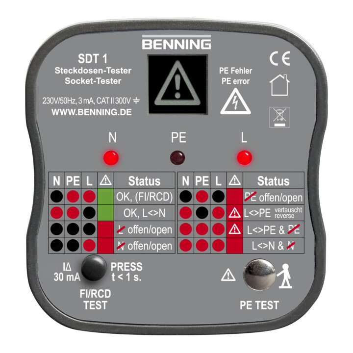 Benning Steckdosentester mit Fingerkontakt BENNING SDT 1
