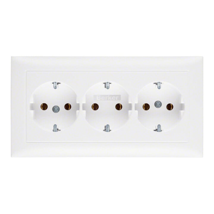 Berker 3fach-Steckdose SCHUKO m.Abdeckplatte 47661909