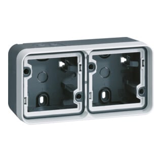 berker Boîtier inférieur 2x horizontal avec cadre et entrée de câble gris