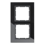 Berker Cadre en verre noir 2 fiches 10126616-1