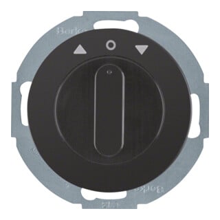 berker Interrupteur rotatif pour volet roulant 2p pièce centrale R.Classic noir brillant