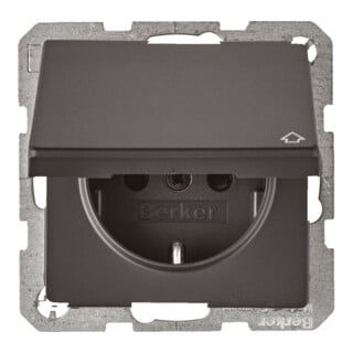 Berker Prise SCHUKO anthracite/satinée avec couvercle rabattable 47516086