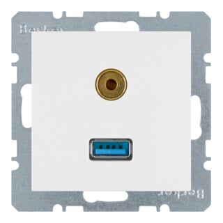 Berker Prise USB/3,5 mm audio blanc polaire mat 3315391909