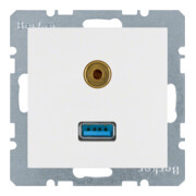 Berker Prise USB/3,5 mm audio blanc polaire mat 3315391909-1