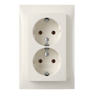 Berker SCHUKO-Doppelsteckdose Abdeckpl. pws-glanz 47748989