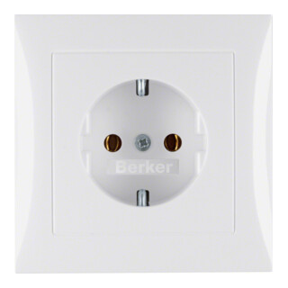 Berker SCHUKO-Steckdose pws/gl m.Abdeckplatte 47428989