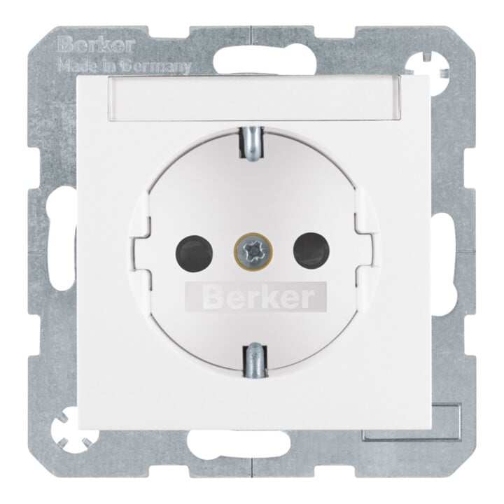 Berker SCHUKO-Steckdose pws/gl m.Beschriftungsfeld 47498989