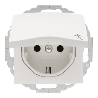 Berker SCHUKO-Steckdose pws/gl mit Klappdeckel 47448989