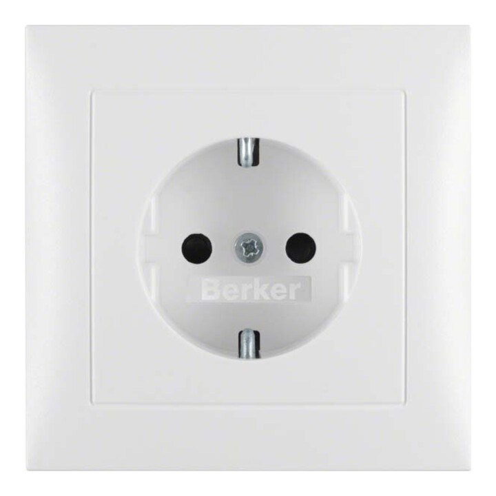 Berker Schuko-Steckdose pws/matt mit Abdeckplatte 47429909