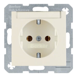Berker SCHUKO-Steckdose ws/gl m.Beschriftungsfeld 47508982