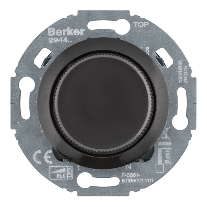 Berker Uni-Variateur rotatif Z.-st.(LED) 1930/Gl., noir 294411