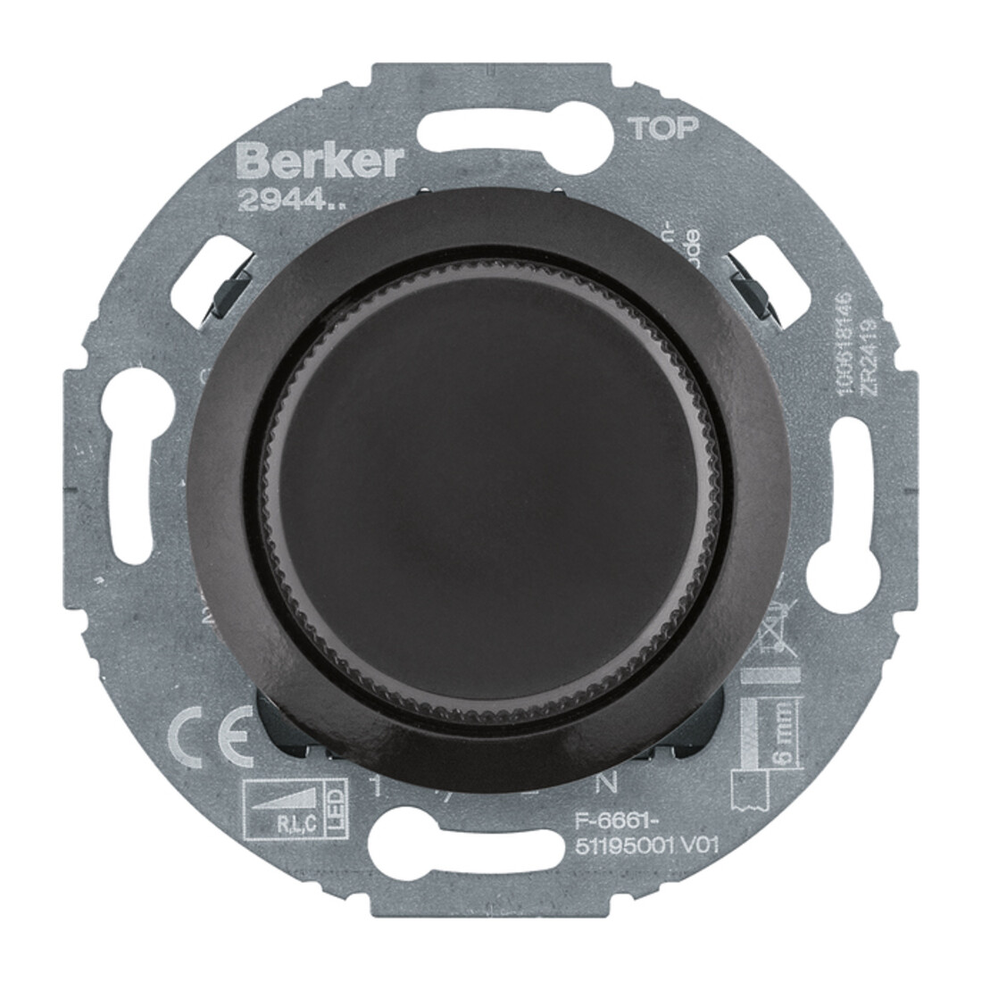Berker Uni-Variateur rotatif Z.-st.(LED) 1930/Gl., noir 294411