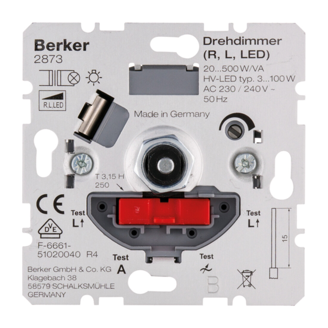 Berker Variateur rotatif 20-500W/VA 2873