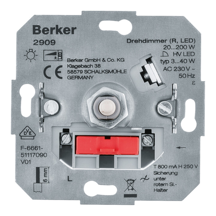 Berker Variateur rotatif (R, LED) commande d’éclairage 2909