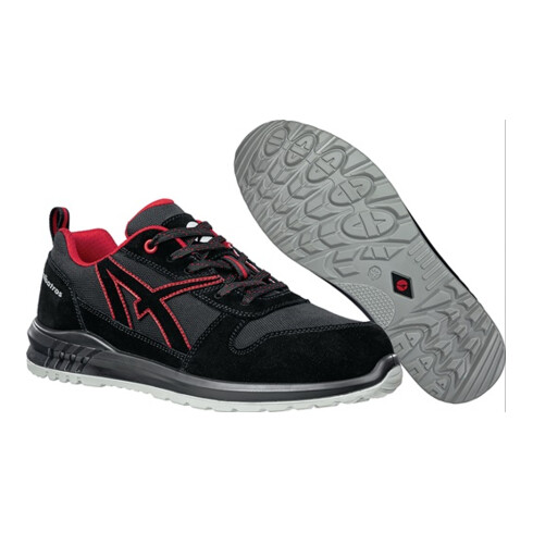 Berufsschuh CLIFTON ST LOW Gr.45 schwarz/rot hydrophobiertes Leder