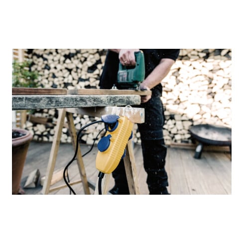 Beschermingsadapterkabel FI IP54 met vermogensblok 10m H07RN-F3G1.5