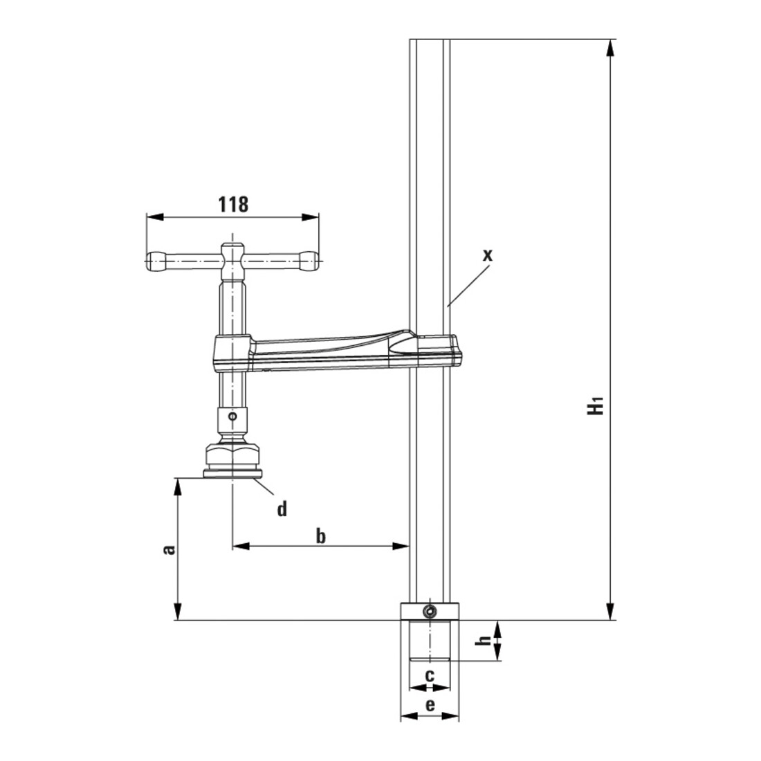 Bessey Elemento di bloccaggio con piattello di pressione speciale TWM28 300/120