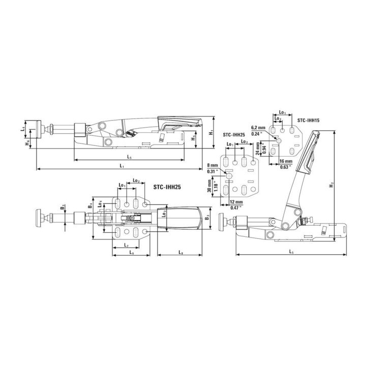 Bessey Schubstangenspanner STC-IHH Spannweite 25 mm