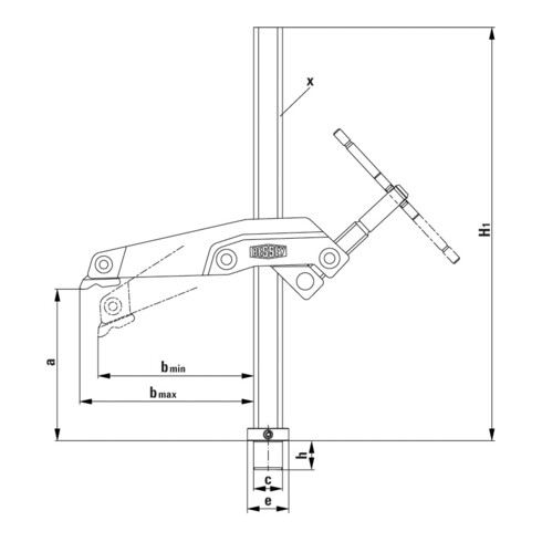 Bessey Spannelement mit Greifarm TW28GRS 300/120