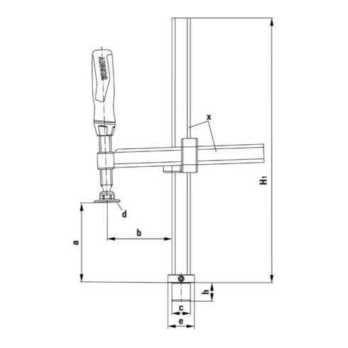 Bessey Spannelement mit variabler Ausladung TWV16 200/150 (2K-Kunststoffgriff)