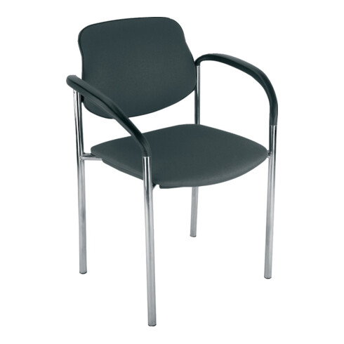 Besucher-Stuhl STYL m.Arml. chrom/schwarz