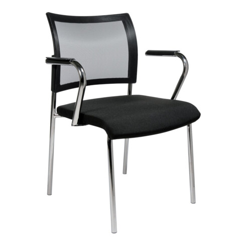 Besucher-Stuhl Visit10 avec rembourrage/mesh, noir