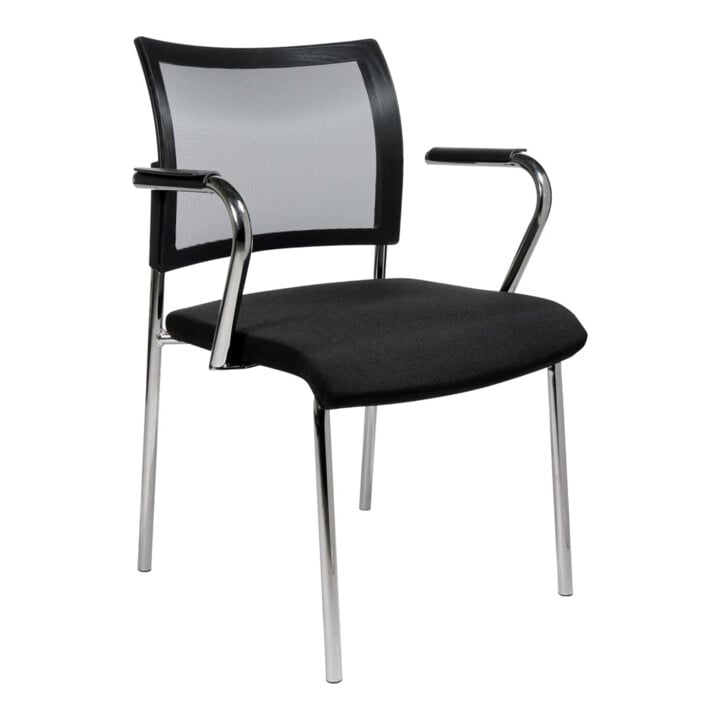 Besucher-Stuhl Visit10 avec rembourrage/mesh, noir