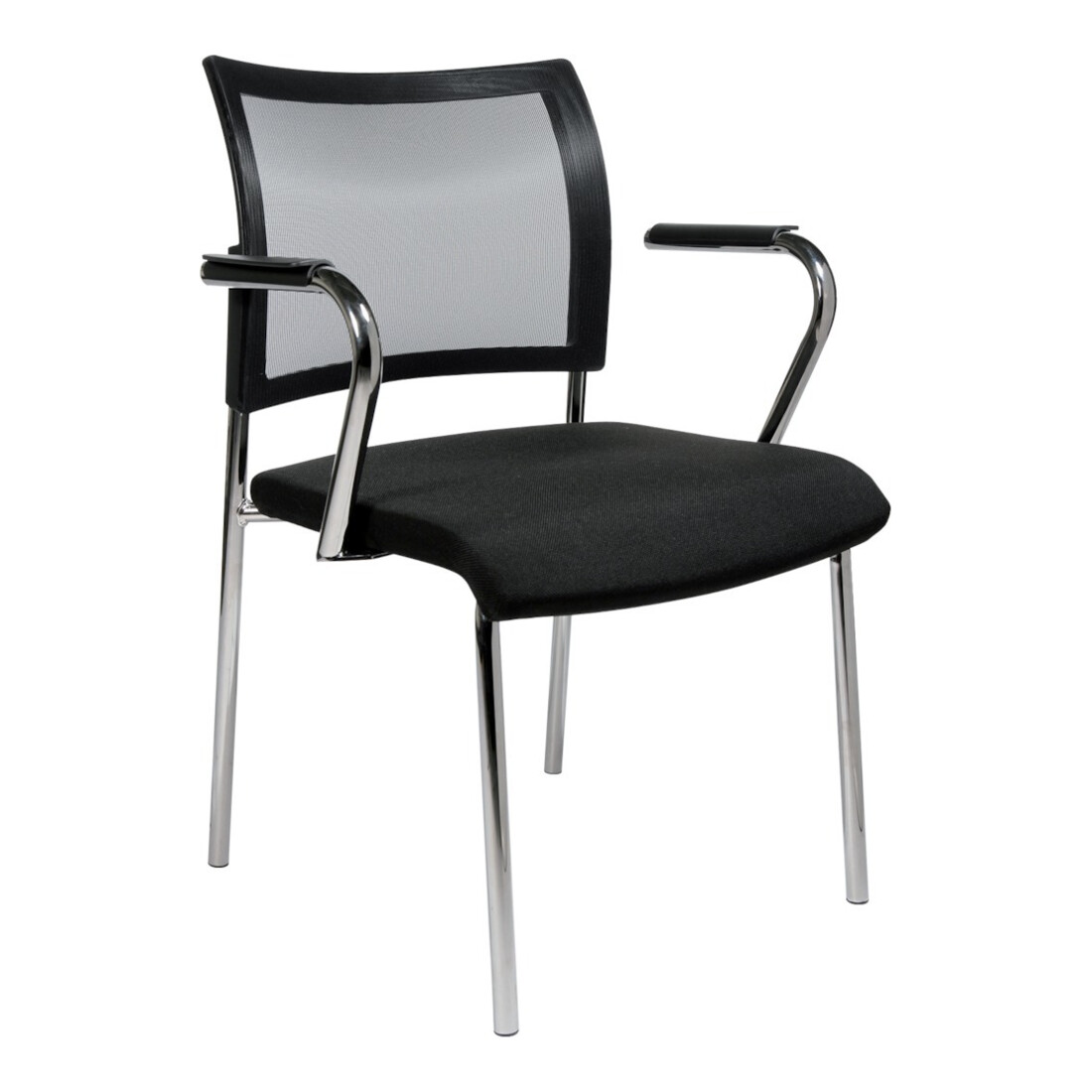Besucher-Stuhl Visit10 avec rembourrage/mesh, noir
