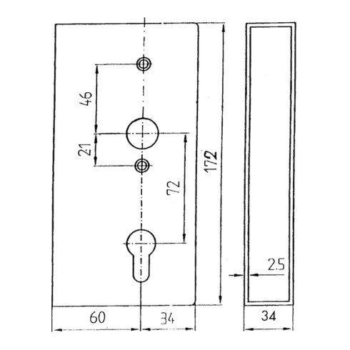 BEVER Boîtier de serrure de porte 364 365 P avec serrure zinguée, PZ D60, E72, VK8, 28, 5 pans