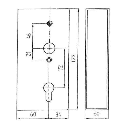 BEVER Boîtier de serrure de porte 560 561 P avec serrure zinguée, PZ D60, E72, VK8, 43 carré