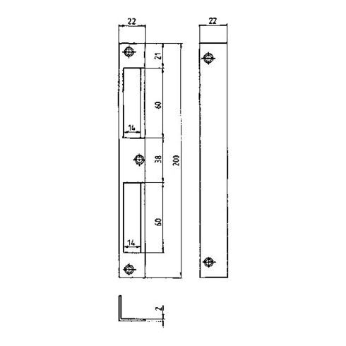 BEVER Plaque de fermeture d'angle 4 HAT 22x200x22 rond galvanisé