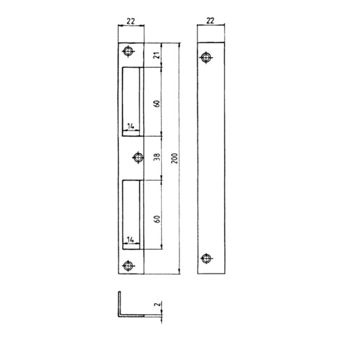 BEVER Plaque de fermeture d'angle 4 HAT 22x200x22 rond galvanisé