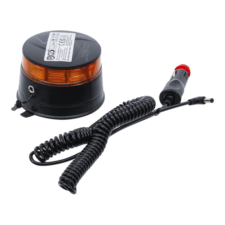 BGS Accu-omnidirectionele waarschuwingslamp, geel, met magneet, 12 V / 24 V, Ø 130 mm