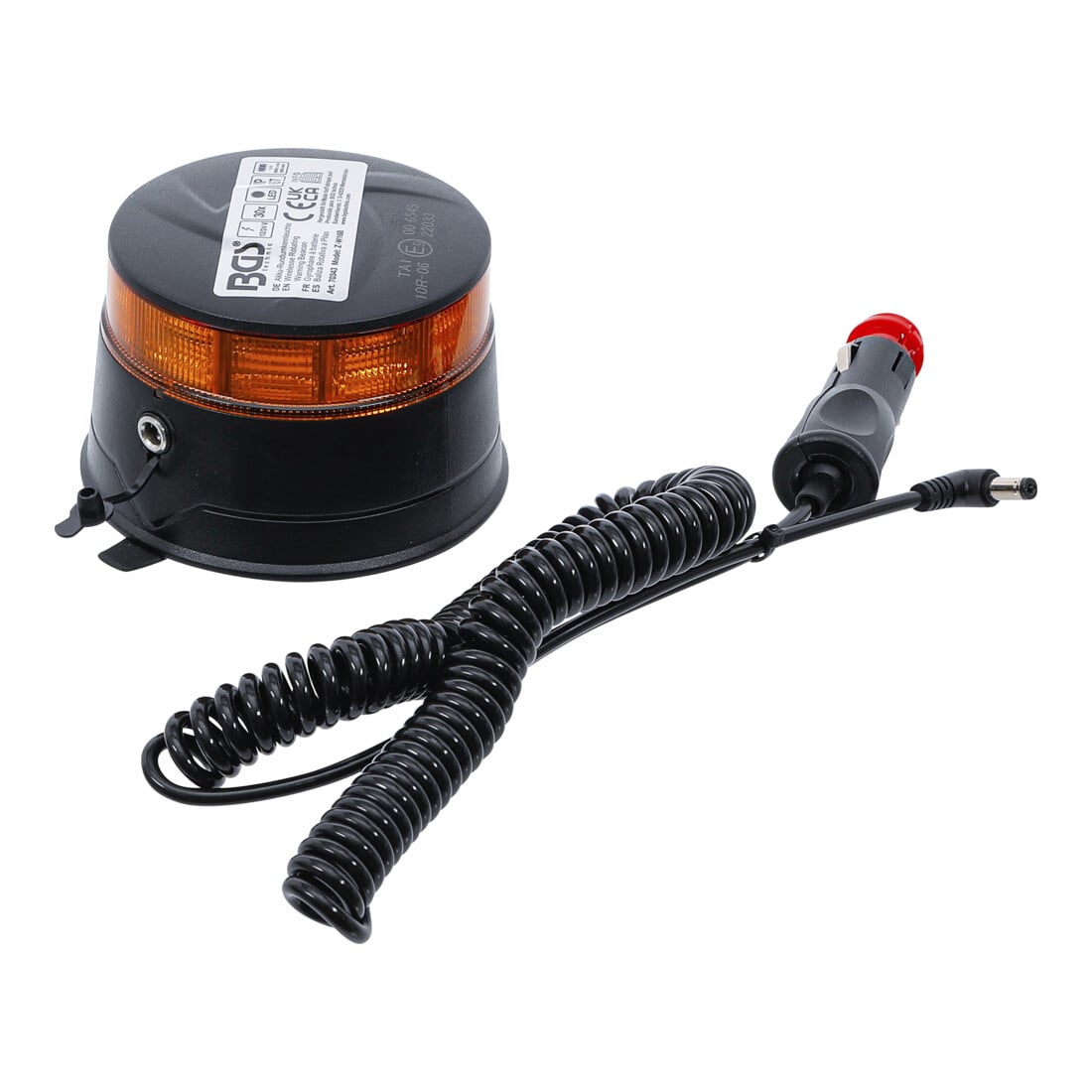 BGS Accu-omnidirectionele waarschuwingslamp, geel, met magneet, 12 V / 24 V, Ø 130 mm