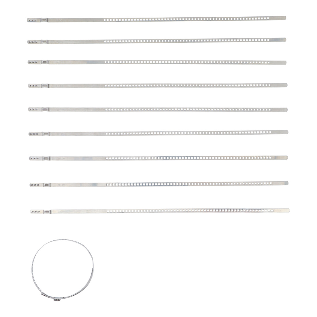 BGS Achsmanschetten-Schellen-Satz, Edelstahl, rostfrei, 7 mm, 50 - 120 mm, 10-tlg.