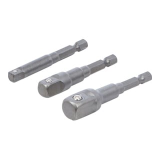 BGS Adapter-set voor boormachines Hexagon drive 6,3 mm (1/4 inch) Uitgang Hexagon drive 6,3 mm (1/4 inch), 10 mm (3/8 inch), 12,5 mm (1/2 inch) 3 delig