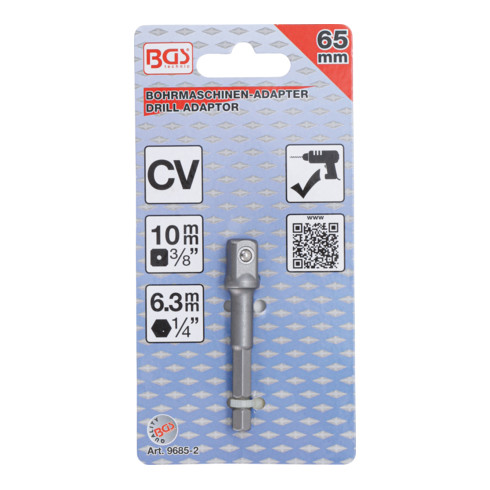 BGS Adattatore per trapano, attacco esagono esterno 6,3 mm (1/4") / esagono interno 10 mm (3/8")