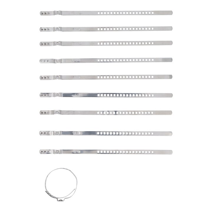 BGS Asschachtklemmen set, roestvrij staal, 7 mm, 20 - 50 mm, 10-dlg.