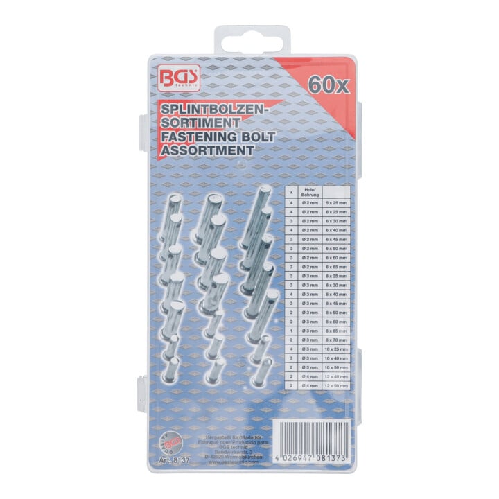 BGS Assortiment d'axes 60 pièces