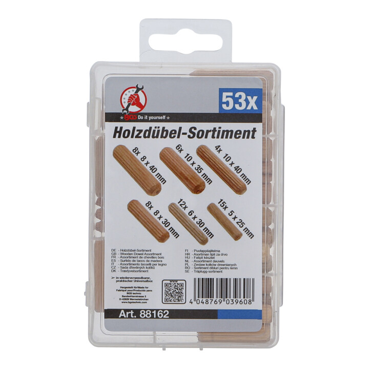 BGS Assortiment de chevilles bois Ø 5 - 10 mm 53 pièces