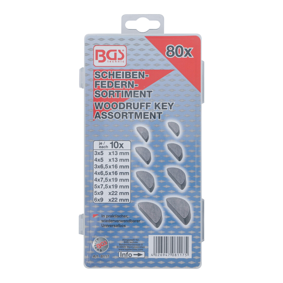 BGS Assortiment de clavettes 80 pièces