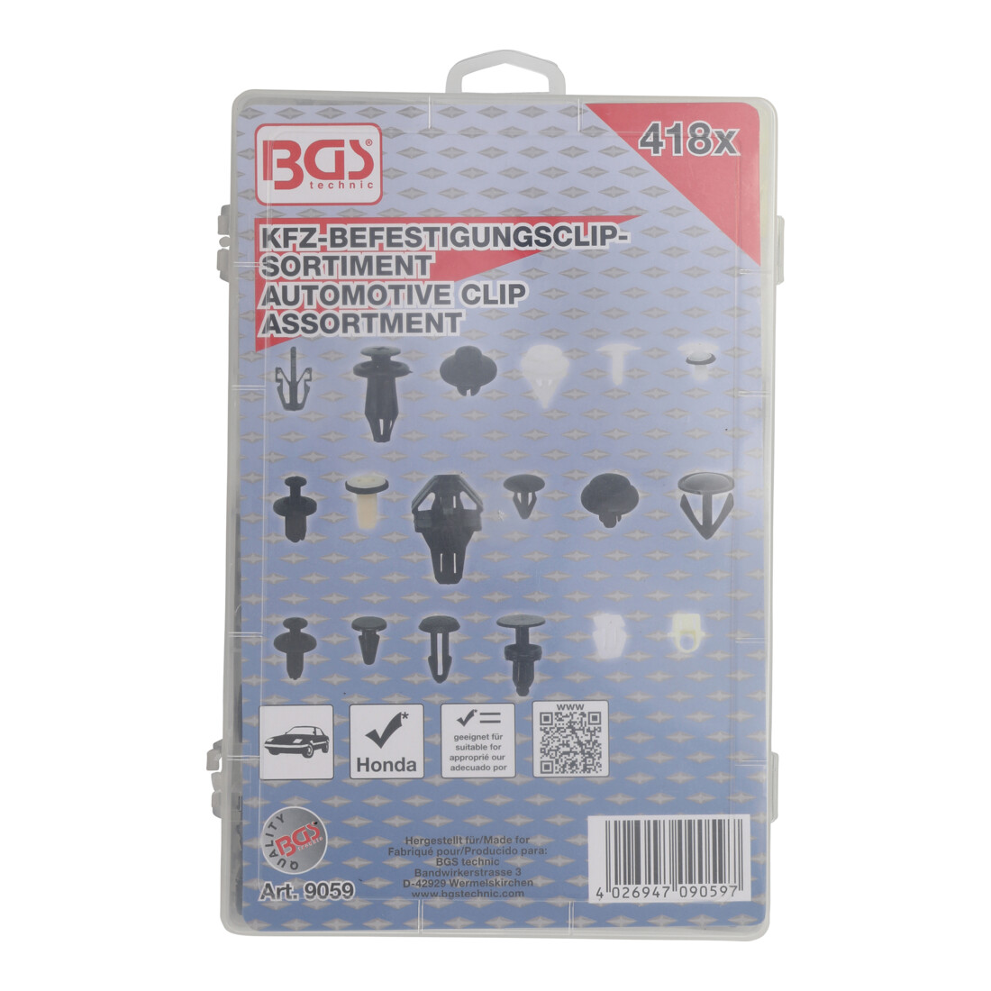 BGS Assortiment de clips de fixation automobiles pour Honda 418 pièces