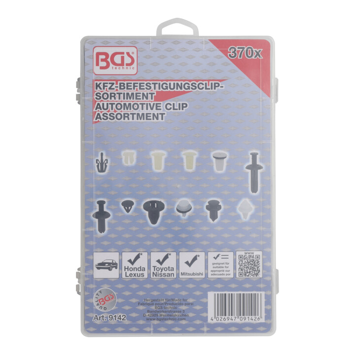 BGS Assortiment de clips de fixation automobiles pour Mitsubishi 370 pièces
