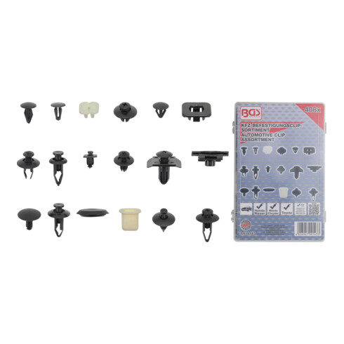 BGS Assortiment de clips de fixation automobiles pour Nissan 408 pièces